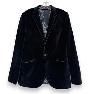 Ted Baker London Blue Velvet Blazer Jacket Size 5 (XL) Luxury Evening Dinner